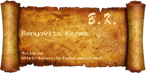 Benyovits Kozma névjegykártya